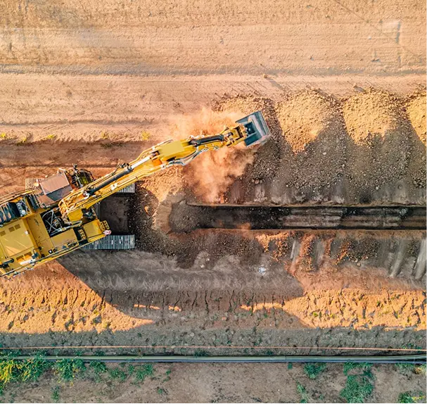 Top-down view of mining equipment